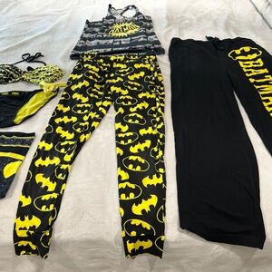 batman 2pc pajamas set, lounge pants, bikini set and bandana